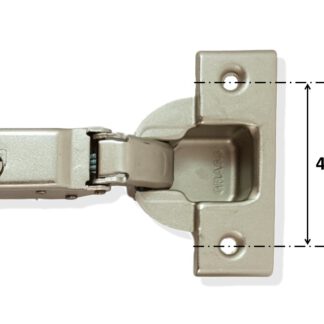 Bisagra para muebles GRASS Tiomos 110° con amortiguación (4 patrones de perforación a elegir), incl. placa de montaje recta. Correa de ollas, bisagra: 6065 G, 6064 B, 6067 S, 6066 H - 48 / 9 mm, 6067 S