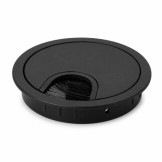 Ojalón sólido de alta calidad hecho de zamak, ⌀80 mm (3-5/32") para escritorio con sello con pincel, acabado: negro. Ruta de cable de mesa y salida de cable desde SISO / Dinamarca