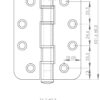 2 piezas de bisagras para puertas SISO / UMAXO® de alta calidad de acero  inoxidable macizo de 102 mm, con esquinas redondeadas, incl. Tornillos.