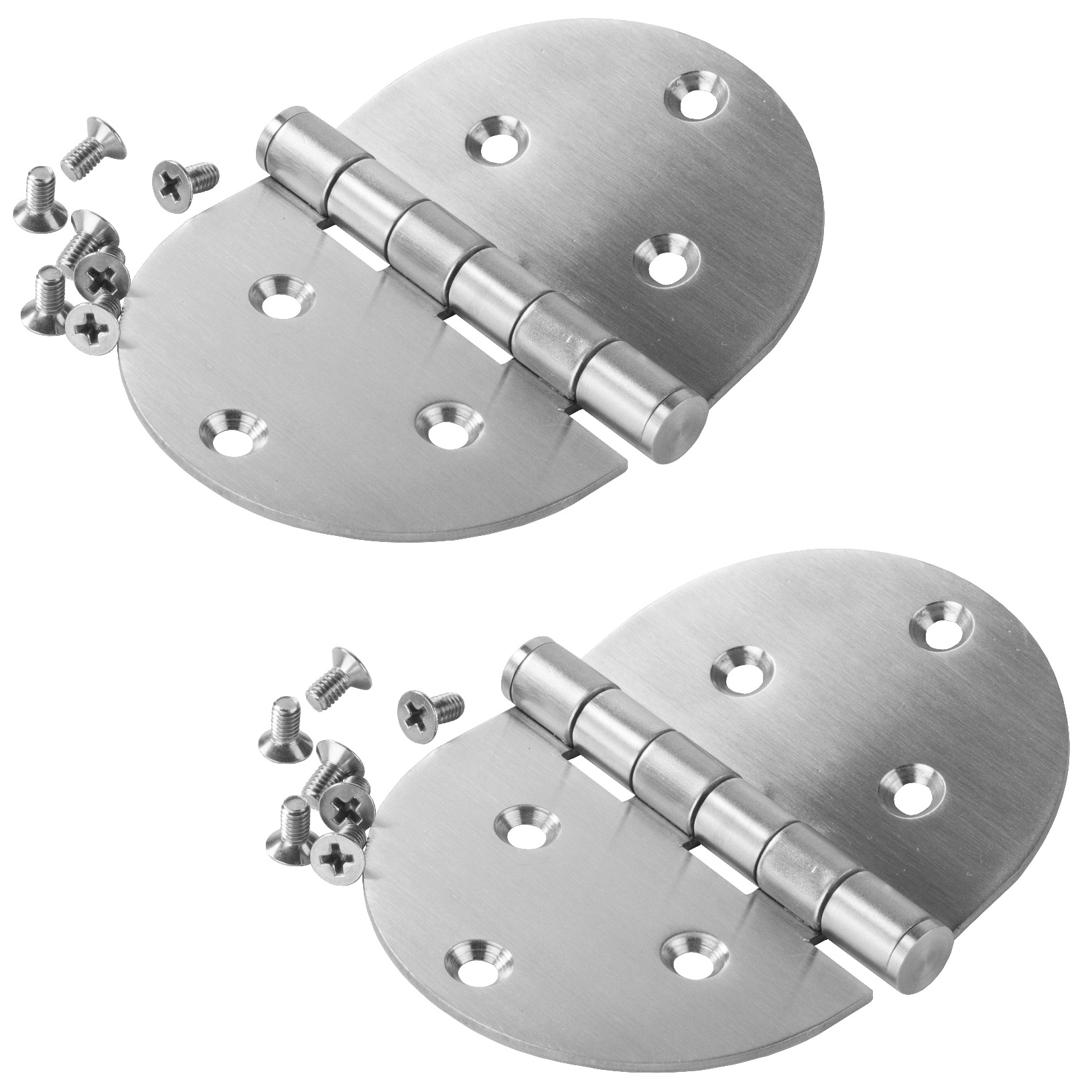 2 piezas de bisagras para puertas SISO / UMAXO® de alta calidad de acero  inoxidable macizo de 102 mm, con esquinas redondeadas, incl. Tornillos.