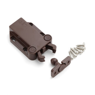 Broche de presión no magnético MC-37F de SUGATSUNE / Lamp (Japón). Cierre de muelle para puertas, pestillo de toque automático para muebles para atornillar con contrapartida y tornillos - Marrón