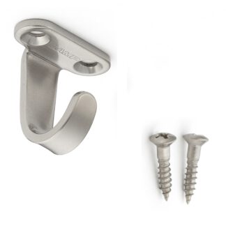 Gancho de alta calidad fabricado en acero inoxidable para el montaje bajo el fregadero. Ganchos de acero inoxidable HJ-20S, HJ-30S y HJ-50S de Sugatsune / LAMP® (Japón) - HJ-20S, 27 mm