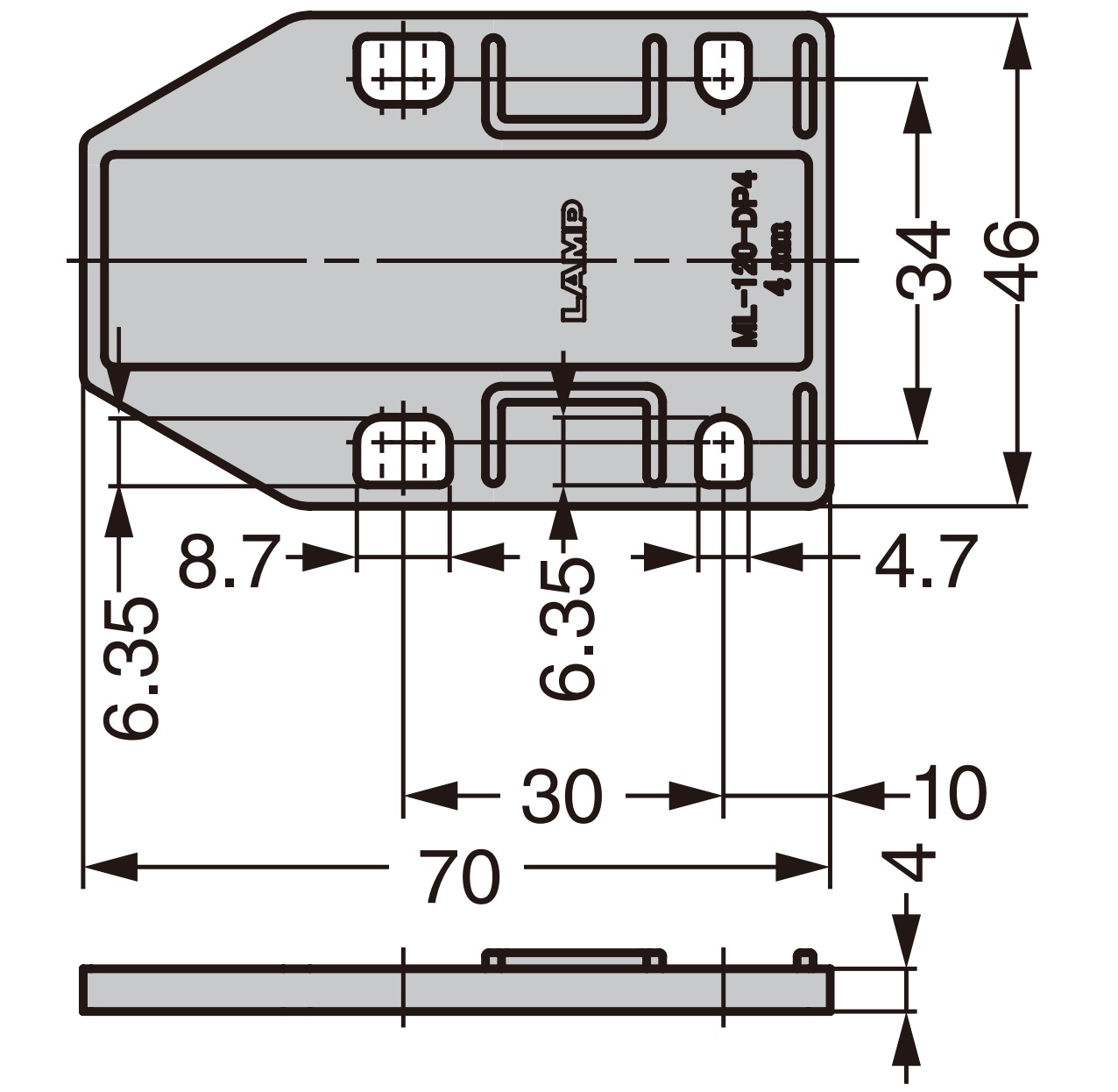 Placa espaciadora de 4 piezas, de poliacetal, superficie: blanca, 70 mm (2-3/4"), ML-120-DP4-WT. Placa de compensación para mosquetones magnéticos ML-120BR, ML-120W y ML-120BL de Sugatsune, de Sugatsune / LAMP® (Japón) - Imagen 2