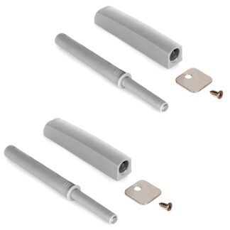2 piezas de elegante pestillo de presión, con carcasa de montaje, superficie: gris, versión: magnético, 1900321. Abridor de puerta push-to-open estable para puertas de muebles, puertas de armarios, trampillas y mucho más, by EMUCA