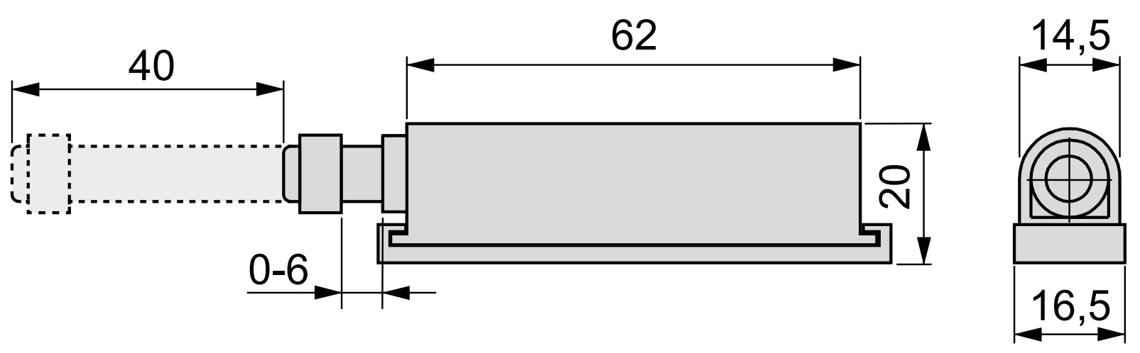 Elegante cierre a presión de 2 piezas, superficie: negro, 62 mm (2-7/16"), versión: no magnética, 2033817. Cerradura a presión robusta para puertas de muebles, puertas de armarios, solapas y mucho más, by EMUCA - Imagen 2
