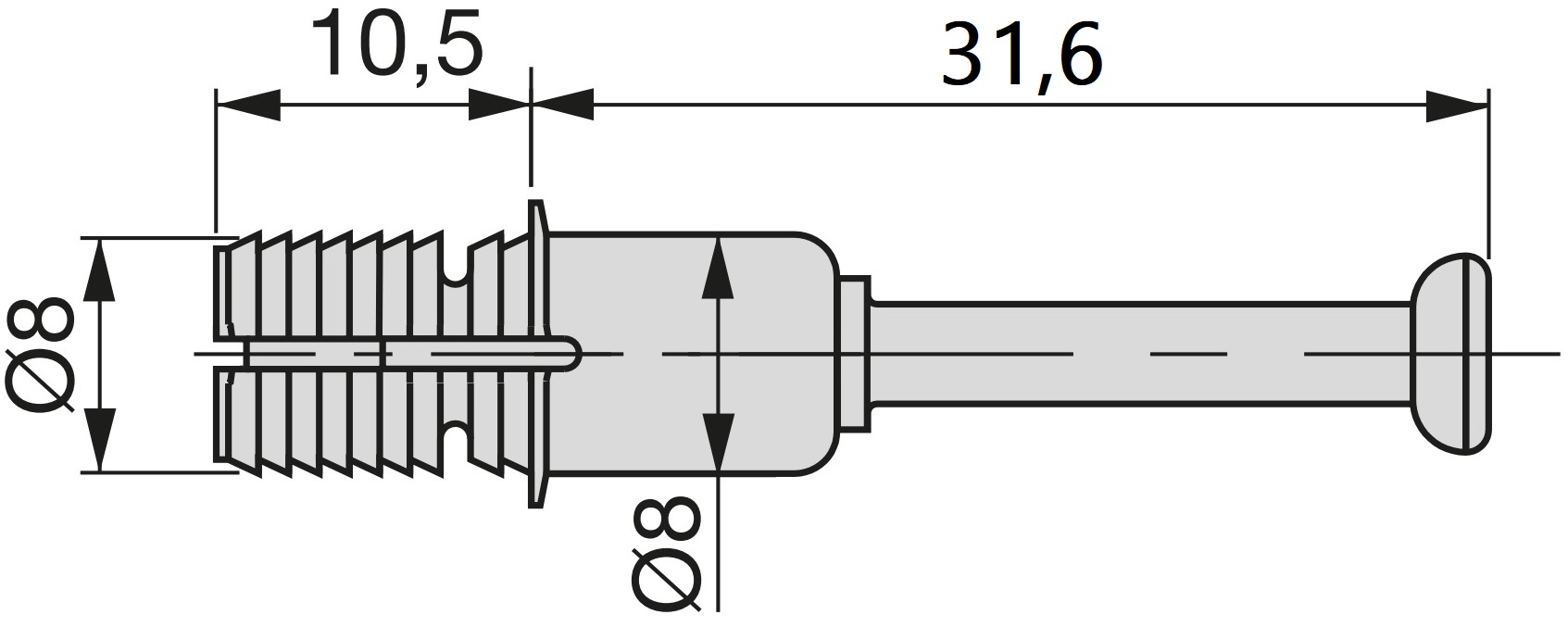 20 pernos de expansión, de acero y plástico, superficie: galvanizado, 31,6 mm (1-1/4"), 5912905. Anclaje de conexión extensible para conectores excéntricos, estantes, piezas de armarios y mucho más, de EMUCA - Imagen 3