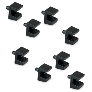 8 Piezas Soportes de Estantería de Cristal de Alta Calidad, Superficie: Negro, 5mm (13/64"), 4007953. Soportes de Estantería de Cristal para Estanterías de Cristal, Estanterías de Cristal, Armarios de Baño y mucho más, de EMUCA