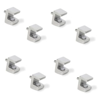 8 piezas de soportes de estantes de vidrio de alta calidad, superficie: niquelado, 3 mm (1/8"), 4010007. Soportes de estantes de vidrio para estantes de vidrio, estantes de gabinetes de vidrio, gabinetes de baño y más, de EMUCA