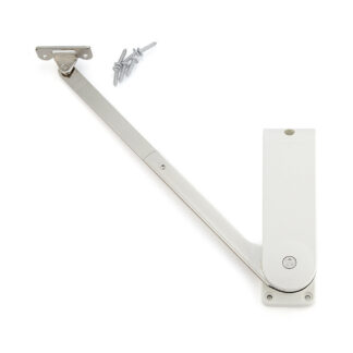 Soporte para solapas de alta calidad, superficie: blanca, versión: izquierda, HDS-30ML-WT. Soporte robusto para solapas plegables, muebles de cocina y mucho más, por Sugatsune / LAMP® (Japón)