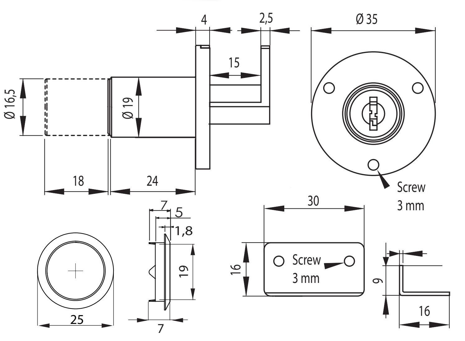 Cerradura de solapa de alta calidad, fabricada en Zamak, versión: sin sistema de llave maestra, 14.03.005-0. - Imagen 4