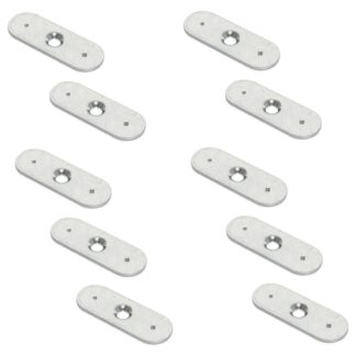 Contraplaca ovalada de 10 piezas de largo con orificio central avellanado y dos puntas de retención, superficie: galvanizada, 35 mm (1-3/8"), 2030905. contraparte para pestillos magnéticos y mucho más, de EMUCA