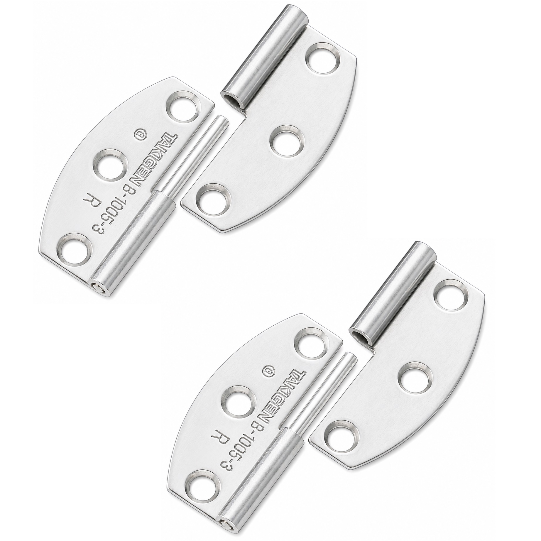 Bisagra de despegue de alta calidad fabricada en acero inoxidable SUS304, B-1005-3-R, 31 mm, de TAKIGEN, pulida con brillo. Foto del producto