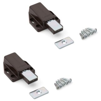 2 piezas de cierres magnéticos de alta calidad, incl. contraplaca, superficie: marrón, 38 mm (1-1/2"), ML-80BR. Abridor de puertas push-to-open para puertas de muebles, puertas de armarios y mucho más, de Sugatsune / LAMP® (Japón)