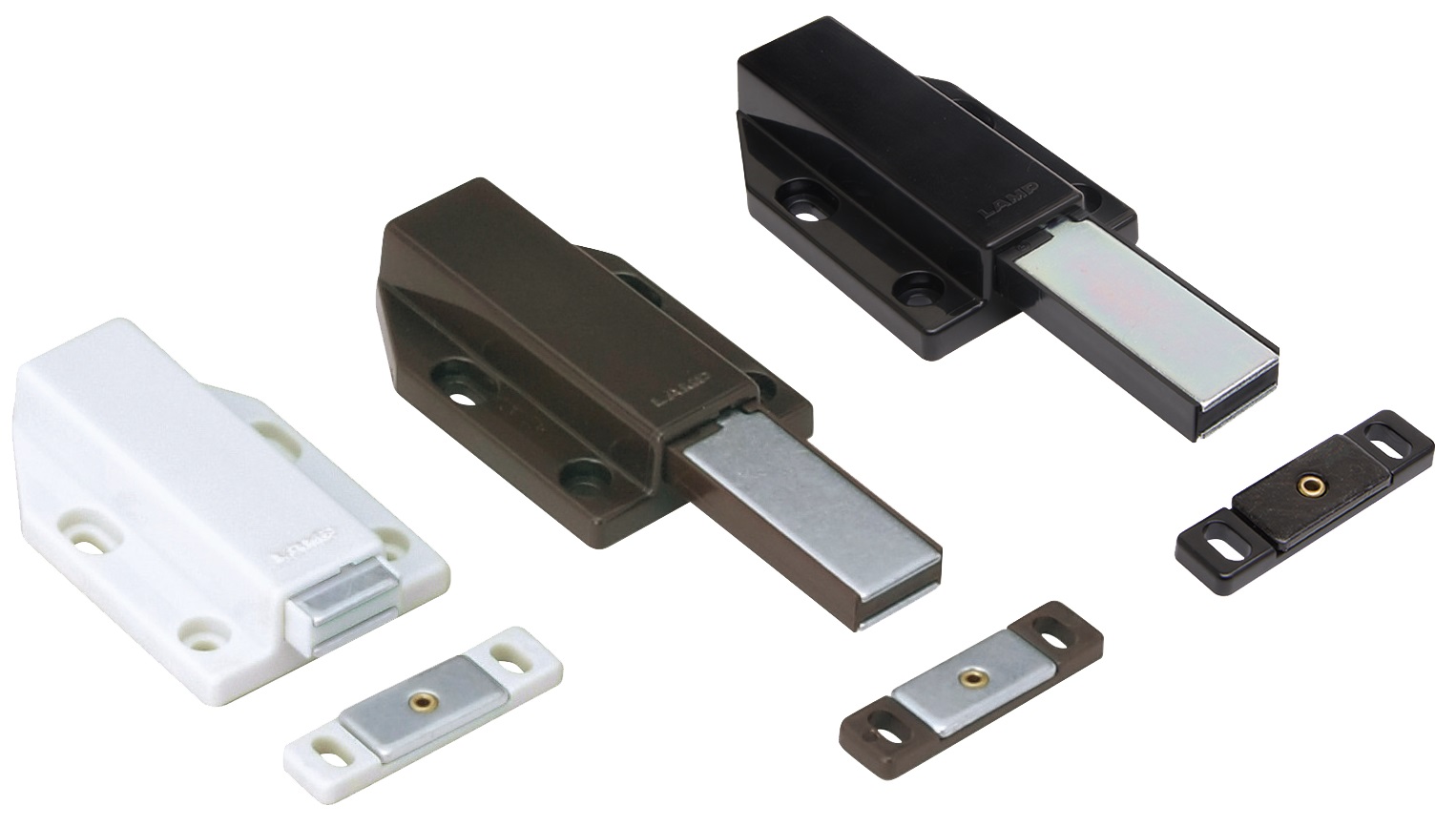 2 piezas de cierres magnéticos, incl. contraplaca, superficie: marrón, 38 mm (1-1/2"), versión: con émbolo largo, ML-120BR. Abridor de puertas push-to-open para puertas de muebles, puertas de armarios y mucho más, de Sugatsune / LAMP® (Japón) - Imagen 4