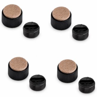 4 piezas de ajuste robusto para muebles, capacidad de carga: 600 kg (1323 lbs), superficie: negra, ⌀25 mm (63/64"), versión: con almohadilla de fieltro, B573-25-BK. Base ajustable para muebles, mesas, armarios, patas de mesa y mucho más, por Kojima (Japón)