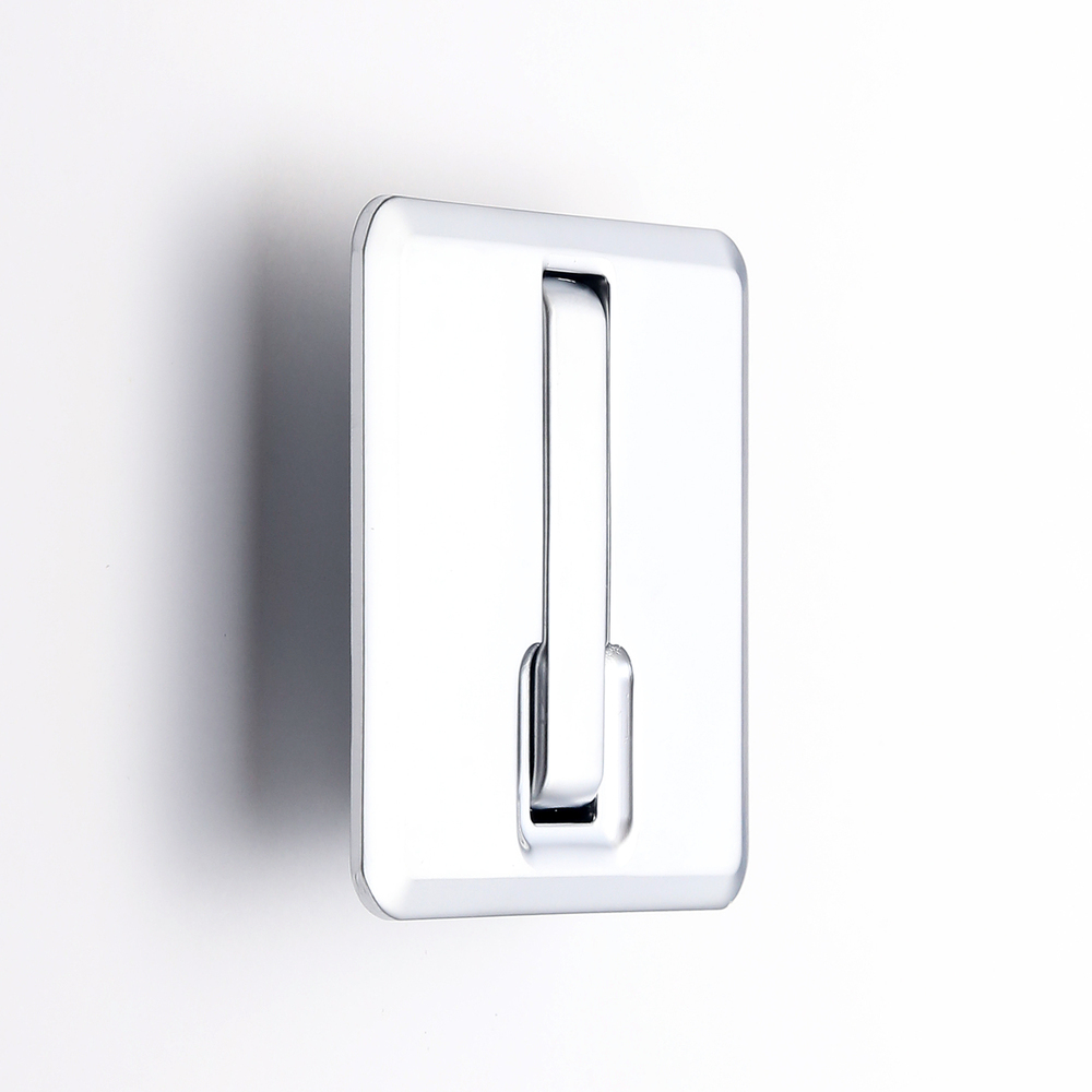 Gancho con bisagras de muelle cuadrado de alta calidad para empotrar, superficie: cromado, satinado mate, 64 mm (2,6"), NF-K64-SCR. Gancho plegable cuadrado con cierre automático, para minicasa, autocaravana, yate y mucho más, de Sugatsune / LAMP® (Japón) - Imagen 2