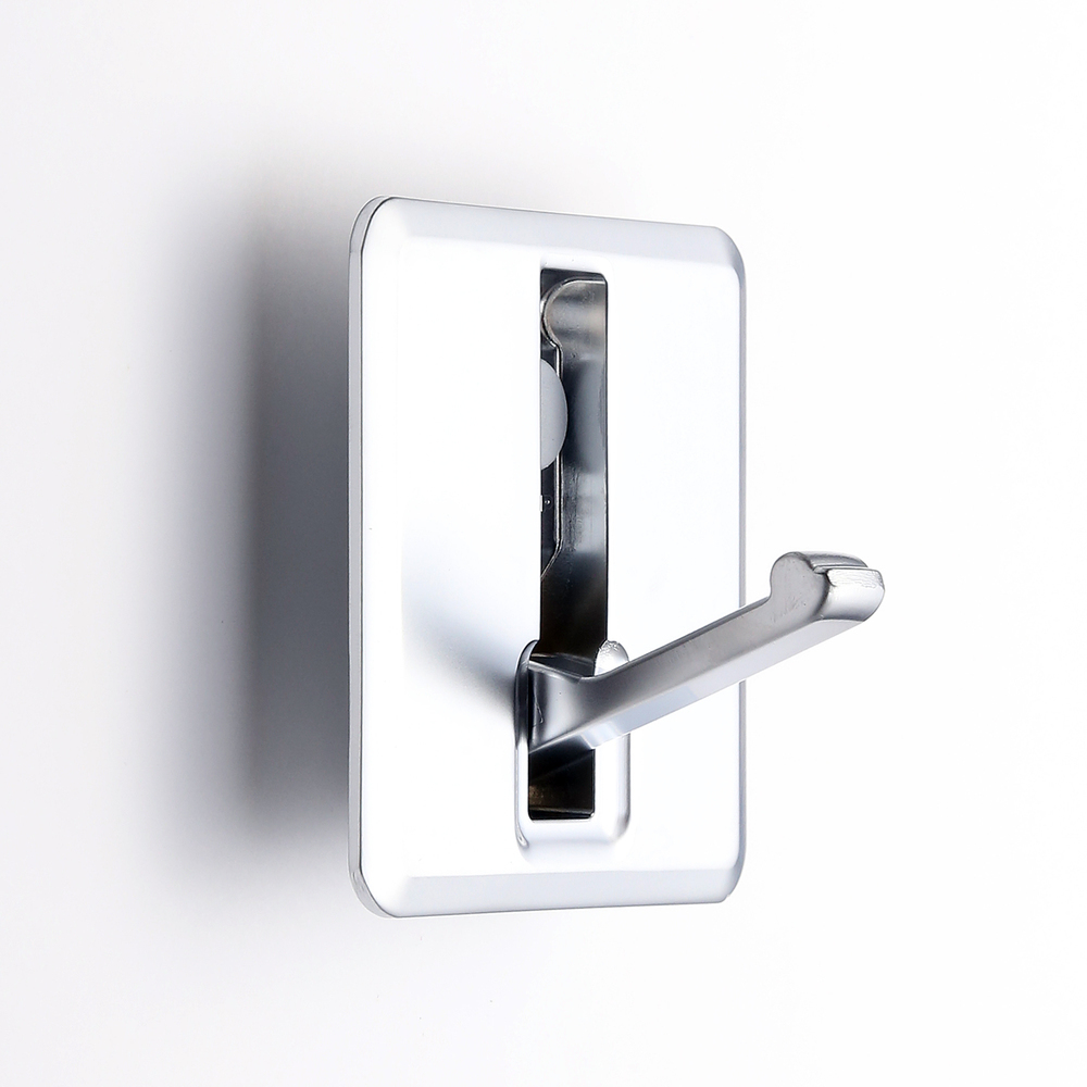 Gancho con bisagras de muelle cuadrado de alta calidad para empotrar, superficie: cromado, satinado mate, 64 mm (2,6"), NF-K64-SCR. Gancho plegable cuadrado con cierre automático, para minicasa, autocaravana, yate y mucho más, de Sugatsune / LAMP® (Japón)