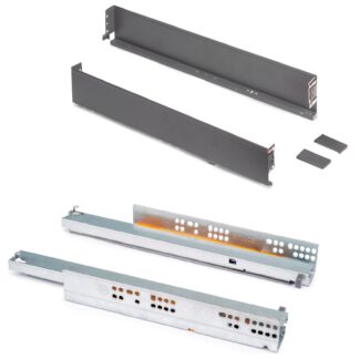 Juego de cajones, con marcos extrafinos, altura: 88 mm (3-15/32"), superficie: gris antracita, 300 mm (11-13/16"), versión: extensión total con cierre suave, juego de cajones de 3275035. para muebles de cocina y mucho más, por EMUCA