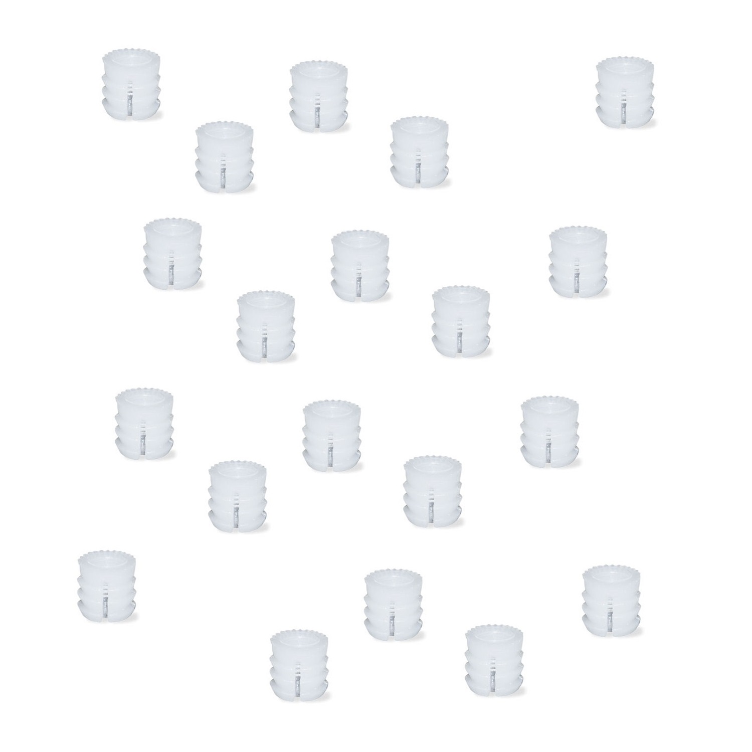 20 piezas de manguito de expansión de alta calidad con rosca interna M6, fabricado en nylon (PA), 10 mm (25/64"), 9007920. Práctico inserto de rosca de expansión para piezas de madera, uniones de muebles, carcasas de electrónica y mucho más, de EMUCA