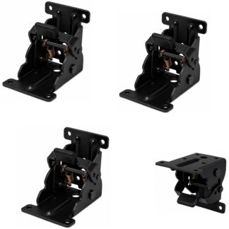 4 piezas. Robusto conector plegable de patas, de acero, superficie: negra, B205-KTL-BK. Accesorio plegable para patas de mesa bajas, mesas de centro, patas de mesa de madera y más, Kojima (Japón)